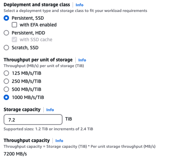 그림 3. AWS 콘솔에서 Amazon FSx for Lustre를 프로비저닝 하는 과정